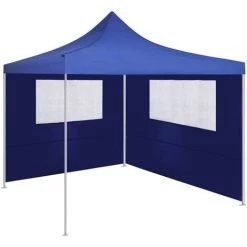 VidaXL Paroi Latérale De Belvédère Avec Fenêtres 4x2 M Bleu - Bleu -Tente de réception Soldes 33720962 2