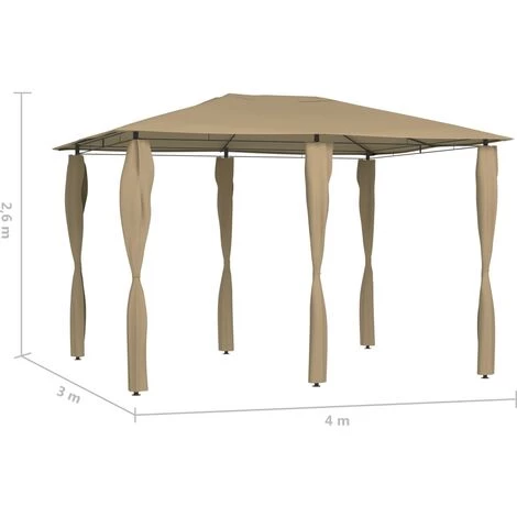 VidaXL Belvédère Avec Revêtement De Poteaux 3x4x2,6 M Taupe 160 G/m² - Taupe 6 VidaXL Belvédère Avec Revêtement De Poteaux 3x4x2,6 M Taupe 160 G/m² - Taupe - Image 4