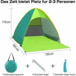 LangRay Beach Mussel, Tente De Plage Très Légère Portable, Abri Soleil Pour 2-3 Personnes, Y Compris Sac De Transport Et Pcs De Tente, Protection UV, Tente De Plage Pour Famille, Plage, Jardin, Camping Vert 8 LangRay Beach Mussel, Tente De Plage Très Légère Portable, Abri Soleil Pour 2-3 Personnes, Y Compris Sac De Transport Et Pcs De Tente, Protection UV, Tente De Plage Pour Famille, Plage, Jardin, Camping Vert -Tente de réception Soldes 33927531 2