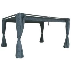 HESPERIDE Jeu De 4 Rideaux Pour Tonnelle Palmeira 3 X 3 M Ardoise - Ardoise