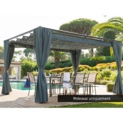 HESPERIDE Jeu De 4 Rideaux Pour Tonnelle Palmeira 4 X 3 M Ardoise - Ardoise -Tente de réception Soldes 3398927 3