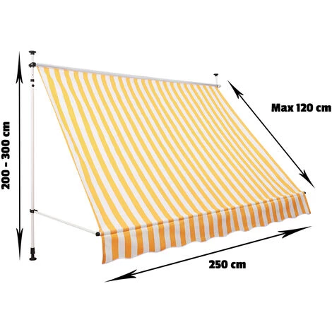 Strattore Auvent Rétractable / Manuel 250 X 120 Cm – Jaune/Blanc 5 Strattore Auvent Rétractable / Manuel 250 X 120 Cm – Jaune/Blanc - Image 3