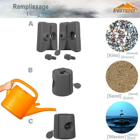 INSTENT® Set De 4 Pieds Pour Tonnelle Avec Diamètre Rond 20-40mm, à Remplir à L'eau Ou Au Sable, Pour Pavillons, Gazebo, Chapiteaux, Tente De Jardin, 22 X 22 X 25 Cm, Couleur Blanc 7 INSTENT® Set De 4 Pieds Pour Tonnelle Avec Diamètre Rond 20-40mm, à Remplir à L'eau Ou Au Sable, Pour Pavillons, Gazebo, Chapiteaux, Tente De Jardin, 22 X 22 X 25 Cm, Couleur Blanc – Image 5