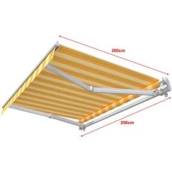 SUNNY INCH ® Store Banne Manuel Monobloc Pour Terrasse - Jaune Rayé - Longueur 2.5 M Et Largeur 2 M - Jaune Rayé -Tente de réception Soldes 3409741 3