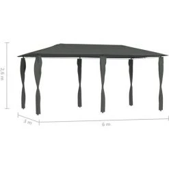 VidaXL Belvédère à Revêtement De Poteaux 3x6x2,6 M Anthracite 160 G/m² - Anthracite -Tente de réception Soldes 34147366 4