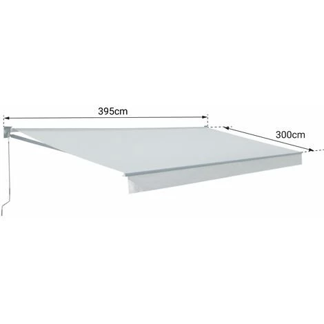 HAPPY GARDEN Store Banne SAULE 3,95 × 3m - Toile Rayée Blanche/grise Et Structure Blanche - Blanc 6 HAPPY GARDEN Store Banne SAULE 3,95 × 3m - Toile Rayée Blanche/grise Et Structure Blanche - Blanc - Image 4