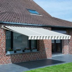 HAPPY GARDEN Store Banne SAULE 3,95 × 3m - Toile Rayée Blanche/grise Et Structure Blanche - Blanc 11 HAPPY GARDEN Store Banne SAULE 3,95 × 3m - Toile Rayée Blanche/grise Et Structure Blanche - Blanc -Tente de réception Soldes 34289679 5