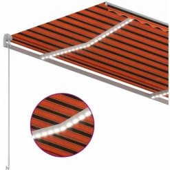 ASUPERMALL Auvent Manuel Retractable Avec LED 300x250 Cm Orange Et Marron -Tente de réception Soldes 34546730 5
