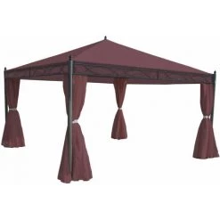 HHG Lot De 4 Côtés Pour Pergola Cadiz, Panneau Latéral De Remplacement 4x4m, Polyester ~ Rouge-brun -Tente de réception Soldes 34585021 3