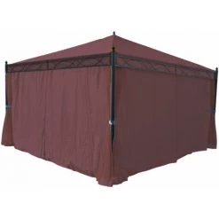 HHG Lot De 4 Côtés Pour Pergola Cadiz, Panneau Latéral De Remplacement 4x4m, Polyester ~ Rouge-brun -Tente de réception Soldes 34585021 4
