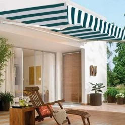 COSTWAY Store Banne De Balcon Rétractable 2,5 X 2M Avec Tissu Résistant Aux UV Et à L'Eau,Cadre En Aluminium Pour Terrasse Rayures Bleues 9 COSTWAY Store Banne De Balcon Rétractable 2,5 X 2M Avec Tissu Résistant Aux UV Et à L'Eau,Cadre En Aluminium Pour Terrasse Rayures Bleues -Tente de réception Soldes 34634817 3
