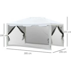 Outsunny Tonnelle Barnum Style Colonial Dim. 4L X 3l X 2,55H M 4 Moustiquaires Blanc Et Noir - Blanc 9 Outsunny Tonnelle Barnum Style Colonial Dim. 4L X 3l X 2,55H M 4 Moustiquaires Blanc Et Noir - Blanc -Tente de réception Soldes 3463686 3