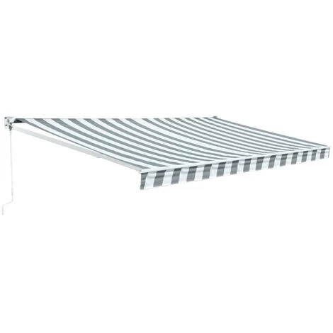 BENEFFITO BOCARAY - Store Banne Rétractable - Toile Polyester Déperlante Haute Densité - Protection Anti-UV - Ouverture Et Fermeture Manuelle Avec Manivelle - BLANC GRIS Rayé - 2,95x2,5M 3 BENEFFITO BOCARAY - Store Banne Rétractable - Toile Polyester Déperlante Haute Densité - Protection Anti-UV - Ouverture Et Fermeture Manuelle Avec Manivelle - BLANC GRIS Rayé - 2,95x2,5M