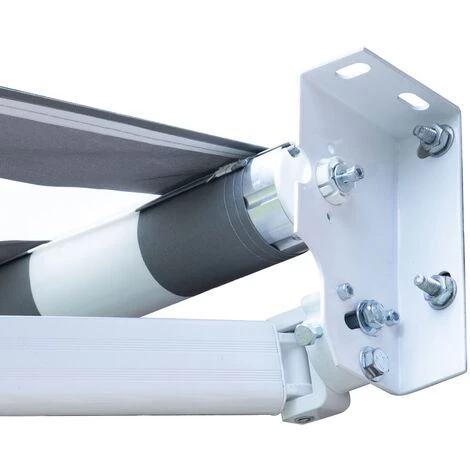 BENEFFITO BOCARAY - Store Banne Rétractable - Toile Polyester Déperlante Haute Densité - Protection Anti-UV - Ouverture Et Fermeture Manuelle Avec Manivelle - BLANC GRIS Rayé - 2,95x2,5M 5 BENEFFITO BOCARAY - Store Banne Rétractable - Toile Polyester Déperlante Haute Densité - Protection Anti-UV - Ouverture Et Fermeture Manuelle Avec Manivelle - BLANC GRIS Rayé - 2,95x2,5M - Image 3