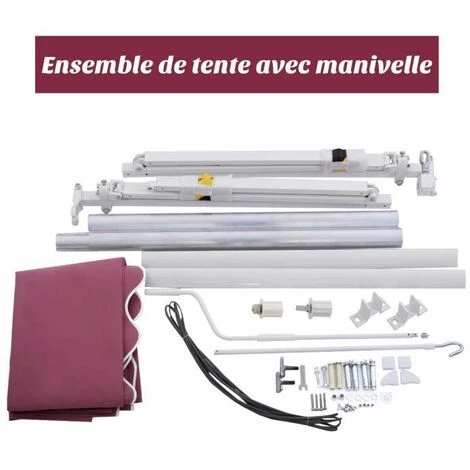 GOPLUS Store Banne Auvent Manuel Rétractable Avec Manivelle En Aluminium Et Polyester, Imperméable, Résistant Aux UV, Pour Terrasse, Bistro, Balcon, Imperméable,300X250CM (Bordeaux) 6 GOPLUS Store Banne Auvent Manuel Rétractable Avec Manivelle En Aluminium Et Polyester, Imperméable, Résistant Aux UV, Pour Terrasse, Bistro, Balcon, Imperméable,300X250CM (Bordeaux) - Image 4