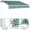 GOPLUS Store Banne Auvent3x2.5M Manuel Rétractable Imperméable Et Résistant Aux UV Avec Manivelle,pour Terrasse,Bistro,Vert Et Blanc -Tente de réception Soldes 34761718 1