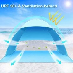 Kueatily Tente Escamotable , Tente De Camping De Plage, Tente Pliable Extérieure Légère Et Imperméable Aux UV Comme Protection Solaire Pour Les Enfants, La Famille Et Le Chien Sur La Plage Du Jardin -Tente de réception Soldes 35021163 4