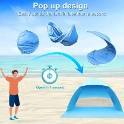 Kueatily Tente Escamotable , Tente De Camping De Plage, Tente Pliable Extérieure Légère Et Imperméable Aux UV Comme Protection Solaire Pour Les Enfants, La Famille Et Le Chien Sur La Plage Du Jardin -Tente de réception Soldes 35021163 5