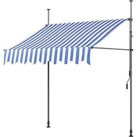 FIXKIT Auvent Balcon, Store Balcon Imperméable Avec Manivelle, Sans Perçage, Résistant Aux UV Réglable En Hauteur, En Métal Et Polyester, Bleu Et Blanc,300 X 120 Cm 3 FIXKIT Auvent Balcon, Store Balcon Imperméable Avec Manivelle, Sans Perçage, Résistant Aux UV Réglable En Hauteur, En Métal Et Polyester, Bleu Et Blanc,300 X 120 Cm