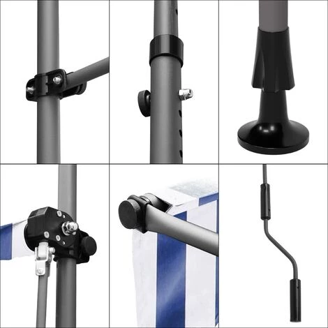 FIXKIT Auvent Balcon, Store Balcon Imperméable Avec Manivelle, Sans Perçage, Résistant Aux UV Réglable En Hauteur, En Métal Et Polyester, Bleu Et Blanc,300 X 120 Cm 6 FIXKIT Auvent Balcon, Store Balcon Imperméable Avec Manivelle, Sans Perçage, Résistant Aux UV Réglable En Hauteur, En Métal Et Polyester, Bleu Et Blanc,300 X 120 Cm - Image 4