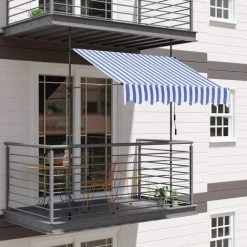 FIXKIT Auvent Balcon, Store Balcon Imperméable Avec Manivelle, Sans Perçage, Résistant Aux UV Réglable En Hauteur, En Métal Et Polyester, Bleu Et Blanc,300 X 120 Cm 11 FIXKIT Auvent Balcon, Store Balcon Imperméable Avec Manivelle, Sans Perçage, Résistant Aux UV Réglable En Hauteur, En Métal Et Polyester, Bleu Et Blanc,300 X 120 Cm -Tente de réception Soldes 35090726 5