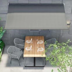 FIXKIT Store Banne Manuel,Auvent Balcon Résistant Aux UV Et Aux Intempéries,Auvent Rétractable Manuel,Hauteur Et Inclinaison Réglable,Protection Solaire Et Pluie,pour Jardin Rerrasse,300x120cm,Gris -Tente de réception Soldes 35090745 5
