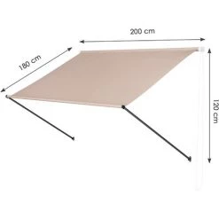 PEDY Store Banne Manuel,Auvent Balcon Résistant Aux UV Et Aux Intempéries,Auvent Rétractable Manuel,Hauteur Et Inclinaison Réglable,Protection Solaire Et Pluie,pour Jardin Rerrasse,Kaki，200x120cm -Tente de réception Soldes 35177921 2