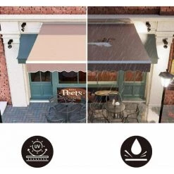 PEDY Store Banne , Auvent Rétractable Protection Solaire Anti-UV Et étanche Avec Manivelle, Manivelle, Pour Cour, Balcon, Restaurant, Café, En Métal Et Polyester,200 X 250cm (Beige) -Tente de réception Soldes 35177958 3
