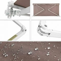 PEDY Store Banne , Auvent Rétractable Protection Solaire Anti-UV Et étanche Avec Manivelle, Manivelle, Pour Cour, Balcon, Restaurant, Café, En Métal Et Polyester,200 X 250cm (Beige) -Tente de réception Soldes 35177958 4