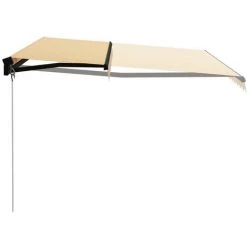 ASUPERMALL Auvent Manuel Retractable Avec LED 400x300 Cm Jaune Et Blanc -Tente de réception Soldes 35499255 4