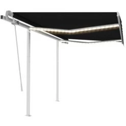 ASUPERMALL Auvent Manuel Retractable Avec LED 3x2,5 M Anthracite