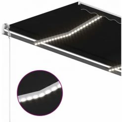 ASUPERMALL Auvent Manuel Retractable Avec LED 3x2,5 M Anthracite -Tente de réception Soldes 35499661 4