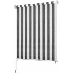 ASUPERMALL Store Roulant D'exterieur 180x230 Cm Rayures Anthracite / Blanc