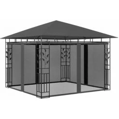 VidaXL Tonnelle Avec Moustiquaire Et Lumières LED 3x3x2,73m Anthracite - Anthracite -Tente de réception Soldes 35814018 3