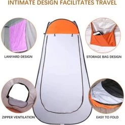 Qdreclod Portable Tente De Douche Camping, Étanche Cabine De Changement Extérieur Tentes De Toilette Abri De Plein Air, 120 * 120 * 180 CM, Comprend Piquet De Tente, Poteau, Corde, Sac De Rangement - Orange -Tente de réception Soldes 35892426 3