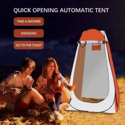 Qdreclod Portable Tente De Douche Camping, Étanche Cabine De Changement Extérieur Tentes De Toilette Abri De Plein Air, 120 * 120 * 180 CM, Comprend Piquet De Tente, Poteau, Corde, Sac De Rangement - Orange -Tente de réception Soldes 35892426 4
