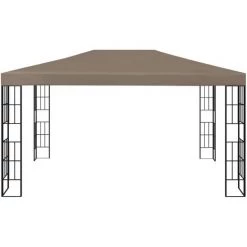 VidaXL Tonnelle Avec Guirlande Lumineuse à LED 4x3 M Taupe - Taupe -Tente de réception Soldes 35894038 4