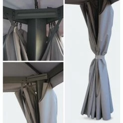 ALICE'S GARDEN Pergola Aluminium - Divodorum 3x4m - Toile Grise - Tonnelle Avec Rideaux. Structure Aluminium - Gris -Tente de réception Soldes 3597464 3