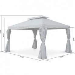 ALICE'S GARDEN Pergola Aluminium - Divodorum 3x4m - Toile Grise - Tonnelle Avec Rideaux. Structure Aluminium - Gris -Tente de réception Soldes 3597464 5