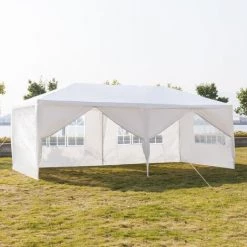 TALKEACH Tente De Réception 3 X 6 M Six C?tés à Utiliser Comme Pavillon Pergola Blanc -Tente de réception Soldes 36217730 3