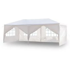 TALKEACH Tente De Réception 3 X 6 M Six C?tés à Utiliser Comme Pavillon Pergola Blanc -Tente de réception Soldes 36217730 4