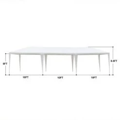 TALKEACH Tente De Réception 3 X 9 M Huit C?tés Deux Portes Avec Tubes En Spirale Pavillon Pergola Blanc -Tente de réception Soldes 36217731 3