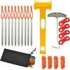 TRIOMPHE Lot De 10 Clous De Sol Pour Tente, Avec Corde Coupe-Vent, Extracteur De Clous, Marteau En Plastique, Boucle à Double œil, Pour La Tente De Camping En Plein Air, Les Auvents, La Randonnée.（Argent） -Tente de réception Soldes 36243811 1