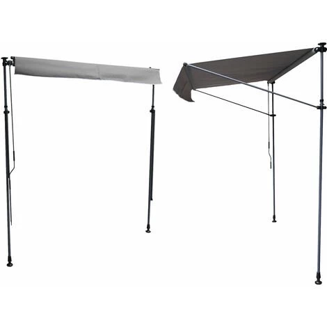 HAPPY GARDEN Store Banne Pour Balcon CHENE 3 × 1,2m - Toile Grise Et Structure Grise - Gris 4 HAPPY GARDEN Store Banne Pour Balcon CHENE 3 × 1,2m - Toile Grise Et Structure Grise - Gris – Image 2