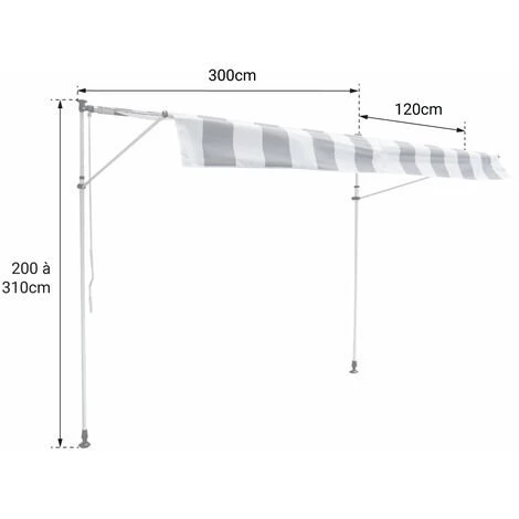 HAPPY GARDEN Store Banne Pour Balcon CHENE 3 × 1,2m - Toile Grise Et Structure Grise - Gris 6 HAPPY GARDEN Store Banne Pour Balcon CHENE 3 × 1,2m - Toile Grise Et Structure Grise - Gris – Image 4