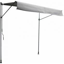 HAPPY GARDEN Store Banne Pour Balcon CHENE 2 × 1,2m - Toile Grise Et Structure Grise - Gris