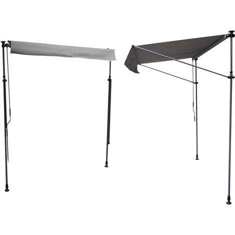 HAPPY GARDEN Store Banne Pour Balcon CHENE 2 × 1,2m - Toile Grise Et Structure Grise - Gris 4 HAPPY GARDEN Store Banne Pour Balcon CHENE 2 × 1,2m - Toile Grise Et Structure Grise - Gris – Image 2