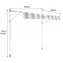 HAPPY GARDEN Store Banne Pour Balcon CHENE 2 × 1,2m - Toile Grise Et Structure Grise - Gris 10 HAPPY GARDEN Store Banne Pour Balcon CHENE 2 × 1,2m - Toile Grise Et Structure Grise - Gris -Tente de réception Soldes 36355820 4