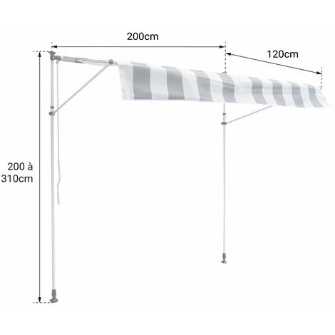 HAPPY GARDEN Store Banne Pour Balcon CHENE 2 × 1,2m - Toile Grise Et Structure Grise - Gris 6 HAPPY GARDEN Store Banne Pour Balcon CHENE 2 × 1,2m - Toile Grise Et Structure Grise - Gris – Image 4