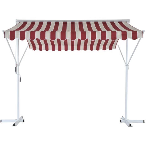 Outsunny Store Double Pente Manuel Rétractable Inclinaison Réglable Métal Polyester Imperméabilisé 3L X 2,95l X 2,6H M Rouge Blanc Beige Rayé - Rouge 3 Outsunny Store Double Pente Manuel Rétractable Inclinaison Réglable Métal Polyester Imperméabilisé 3L X 2,95l X 2,6H M Rouge Blanc Beige Rayé - Rouge